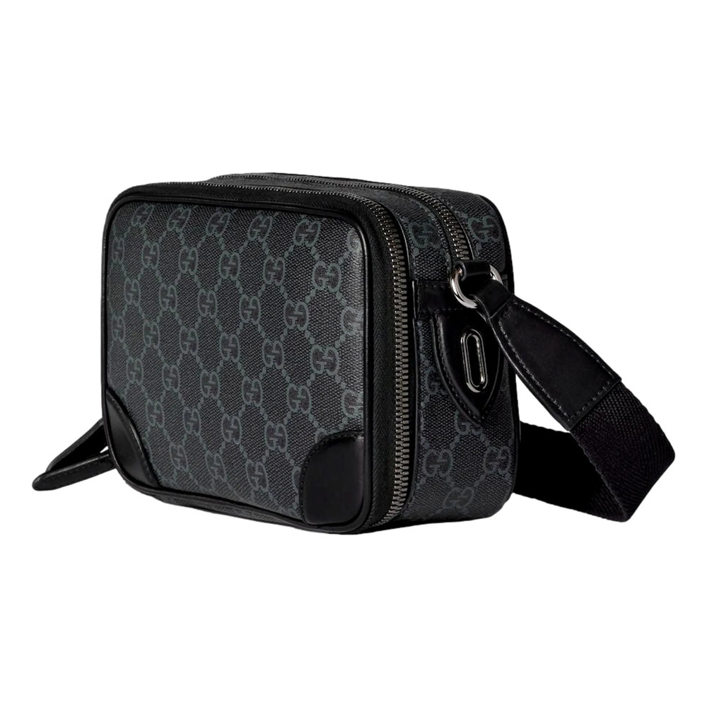 Gucci GG Black Canvas and Leather Unisex Dual Compartment Crossbody